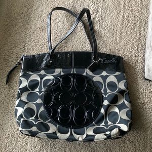 Black and Tan Coach Tote